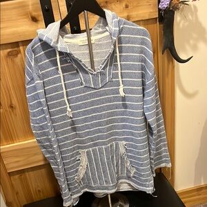 Ocean Drive Blue and White Striped Hoodie